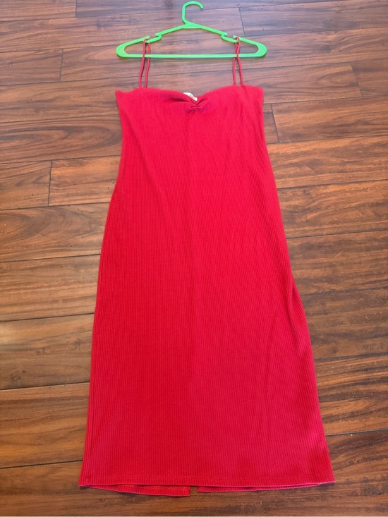 Reformation Dresses & Skirts - Reformation Red Ribbed Midi Slip Dress with Thin Straps